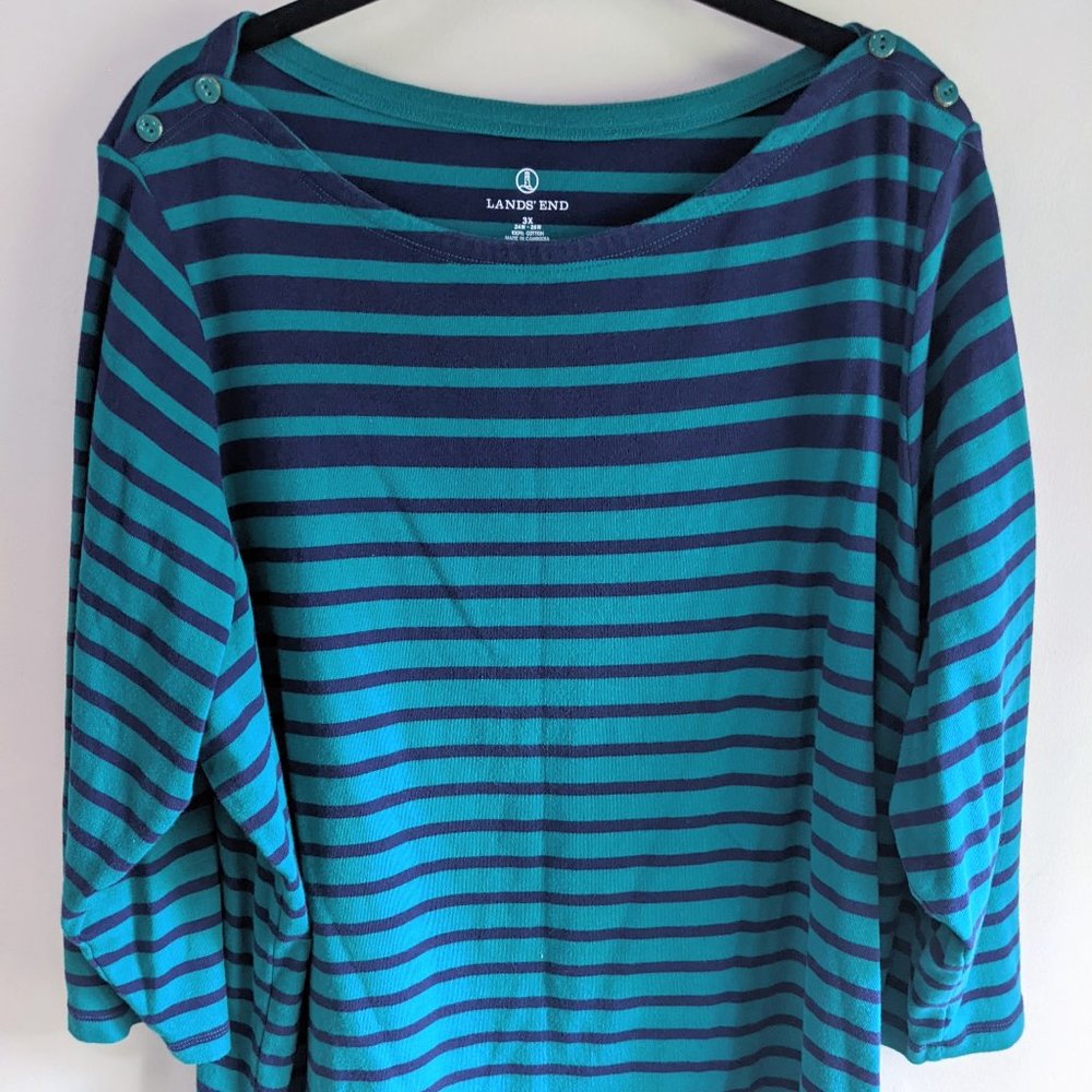 Lands' End Boat-neck Three-Quarter Sleeve Shirt